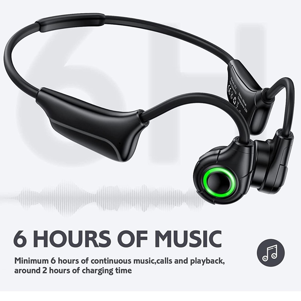 NWT Bone Conduction Headphones Bluetooth Open Ear Running IP67 16GB Memory.